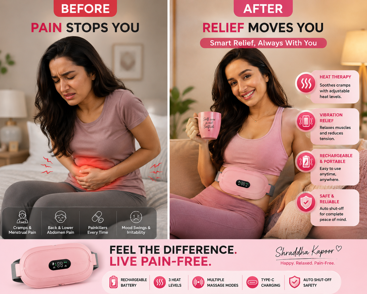 Portable Cordless Heating Pad - Menstrual Heating Pad